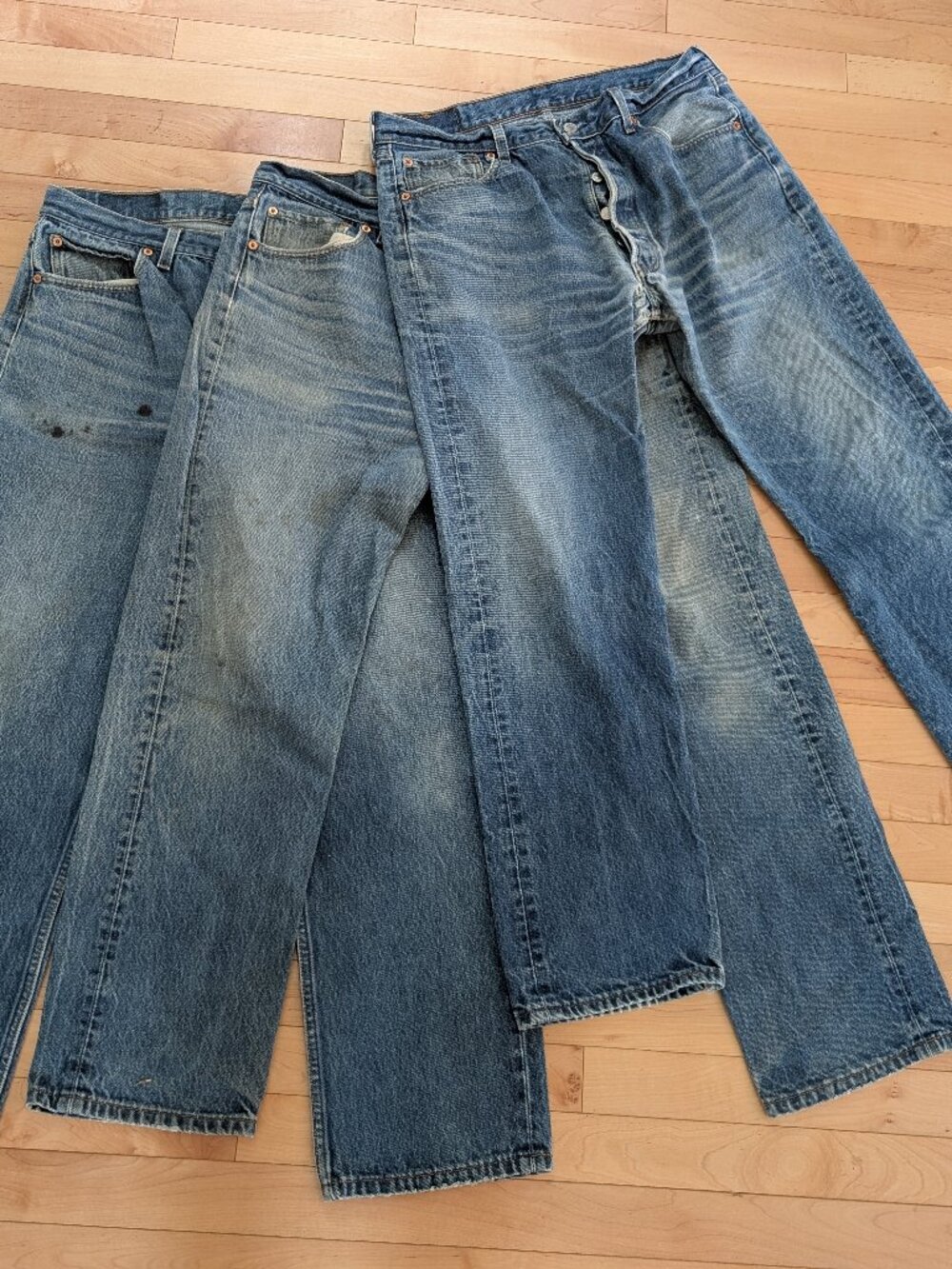Bundle of Three Levi's 501 Button Up Straight Leg Jeans 36 x 32